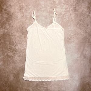 Vintage Panties for Life Sheer Mesh Mini Slip Dress Cream Sleeveless Lingerie